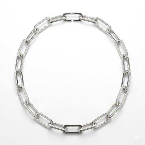 Heavy Sterling Silver Paperclip Link Necklace