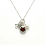 Sterling Silver Garnet, Pearl & Labradorite Charm Necklace