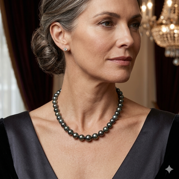Elegant Natural Tahitian Pearl Strand Necklace