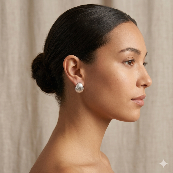 Sterling Silver Seashell Stud Earrings