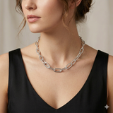 Heavy Sterling Silver Paperclip Link Necklace