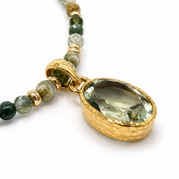 Handcrafted Green Amethyst Pendant in 9ct Gold
