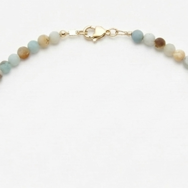 Natural Amazonite & 9ct Gold Beaded Necklace