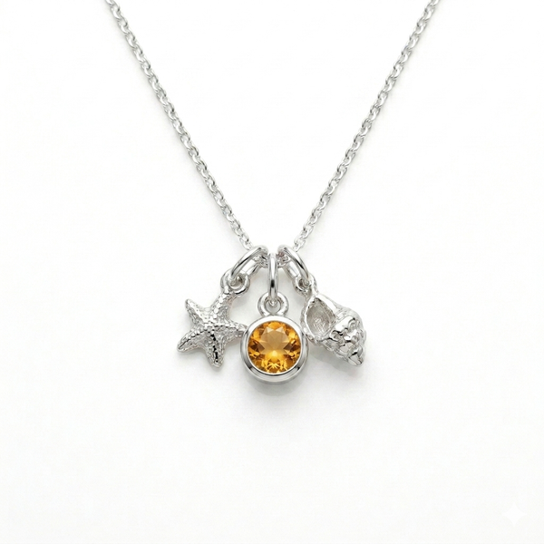 Ocean Breeze Charm Necklace – Citrine