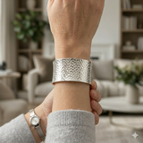 Bold Sterling Silver Wide Hammered Cuff Bangle
