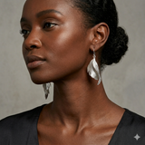 Textured Sterling Silver Botanical Drop Earrings