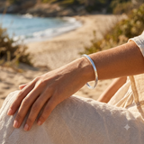 Heavyweight Hammered Sterling Silver Square Bangle | 65mm