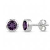 Handmade Sterling Silver Amethyst Stud Earrings