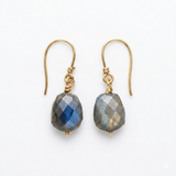 Celestial Aurora: Hand-Wrapped Labradorite 9ct Drop Earring