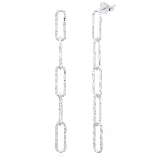 Sterling Silver Hammered Drop Linked