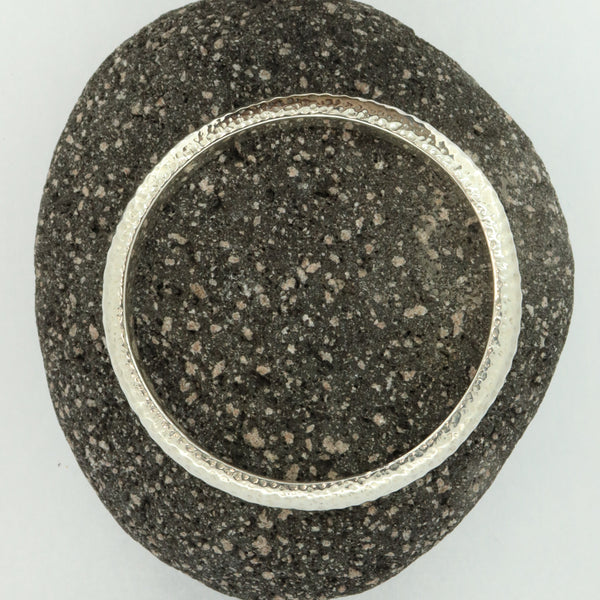 Bangle Sterling Silver Half Round Hammered Handmade