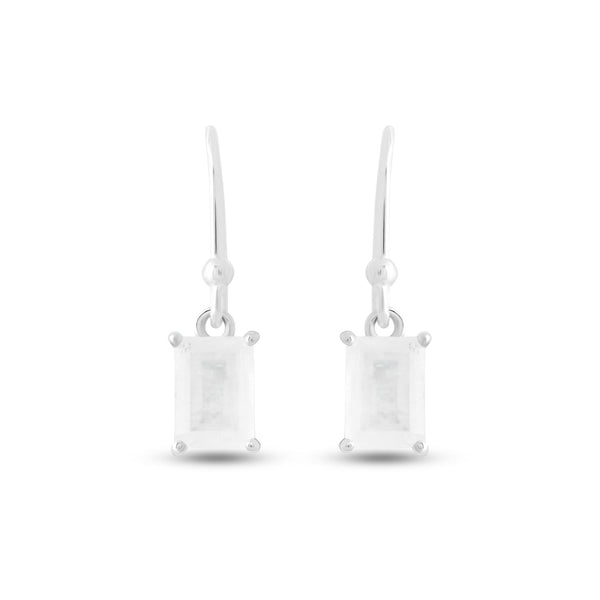 Earring Sterling Silver Drop Rectangle 4 Colours