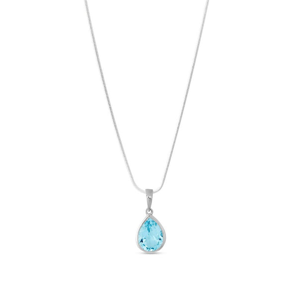 Pendant Sterling Silver Blue Topaz Raindrop - Large