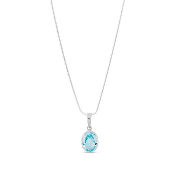 Pendant Sterling Silver Blue Topaz Oval - Large