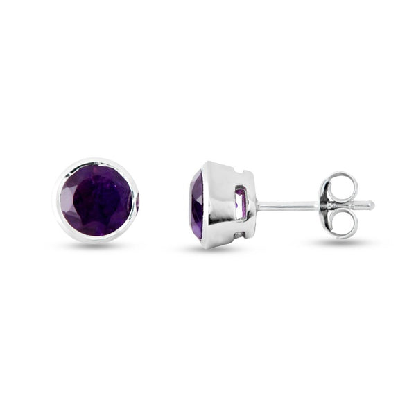 Studs Sterling Silver 6mm Bezel Set